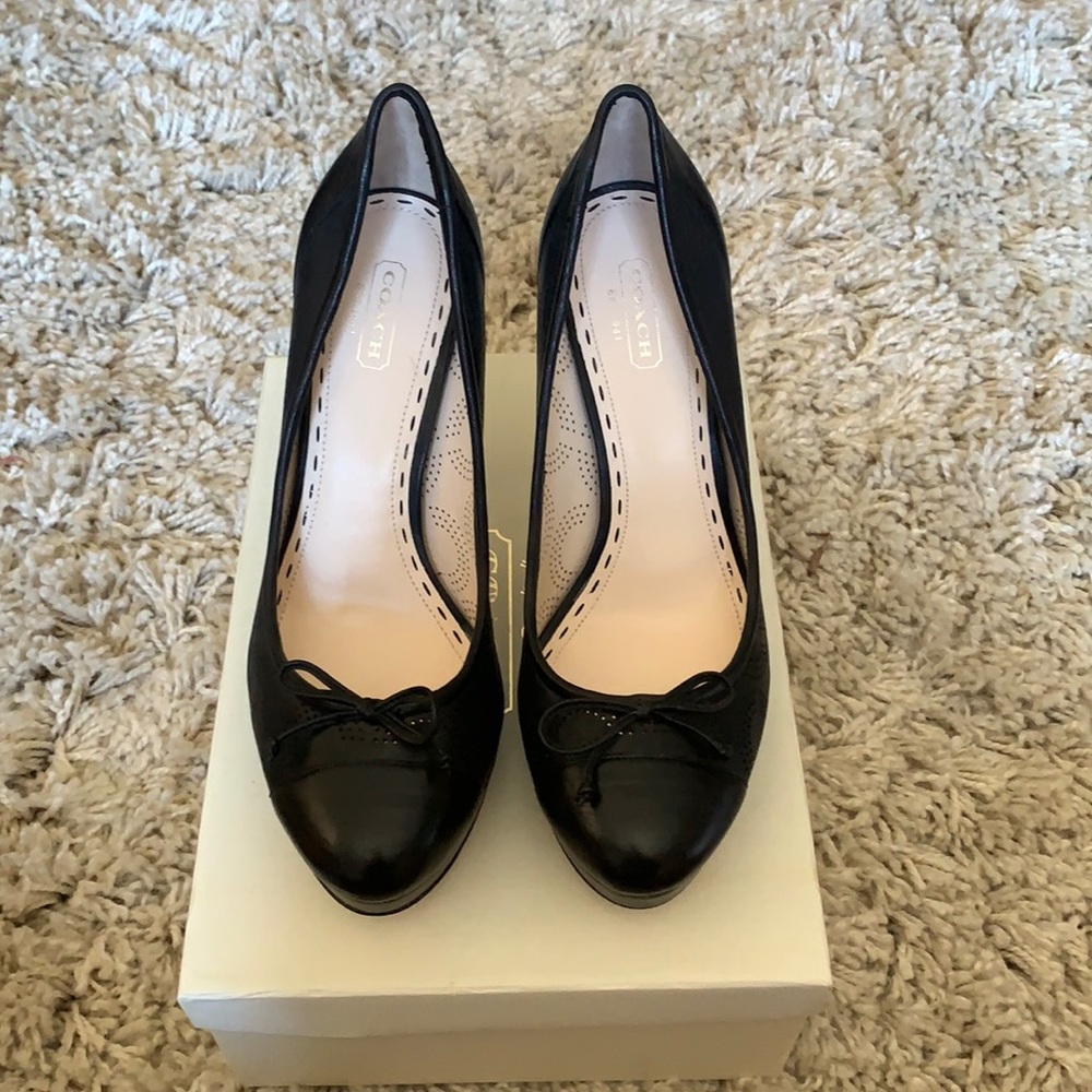 NWT Coach perforated black heels